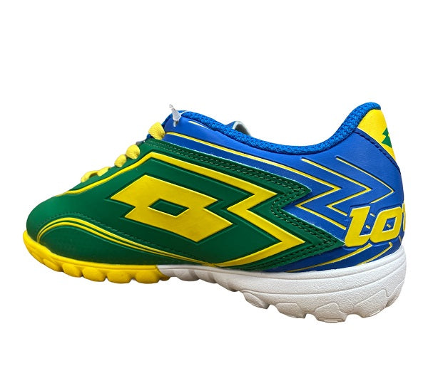 Lotto boys&#39; soccer shoe colors of Brazil Speed ​​700 TF JR R0331 green-yellow-blue