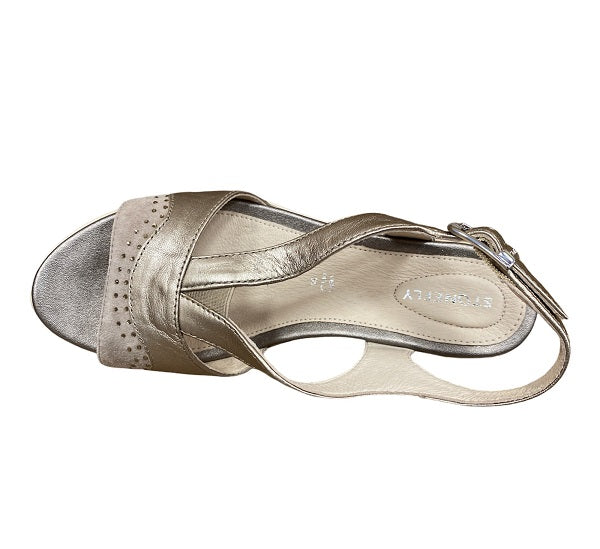 Stonefly women&#39;s casual sandal Vanity III 22 Goat suede 213793 ADY taupe brown-metal fizz