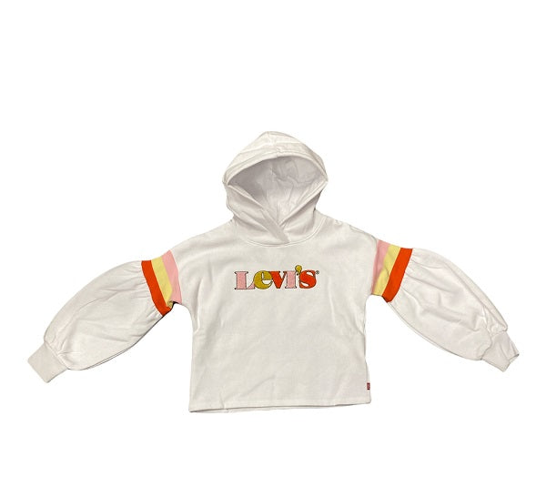 Levi&#39;s Hooded sweatshirt with patterned logo for girls 4ED500-001 white