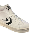 Converse women's leather sneakers shoe Pro Leather Lift Hi 172386C white-black