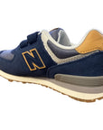 New Balance Scarpa sneakers da ragazzo con strappo PV574AB1 blu-grigio