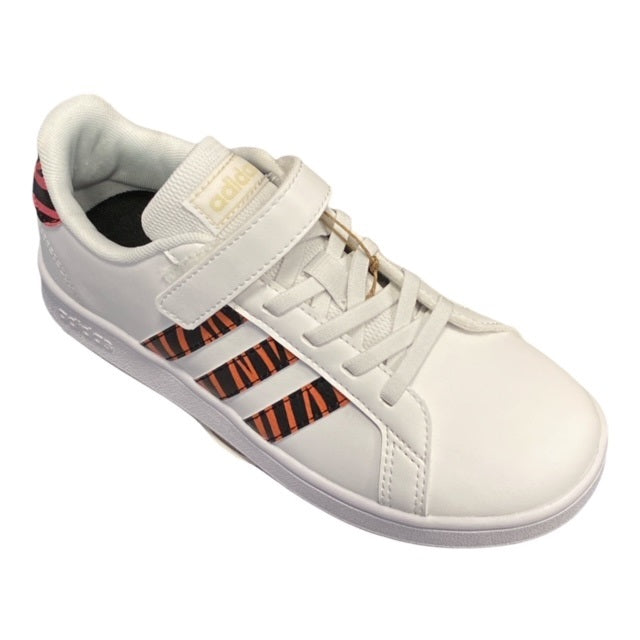 Adidas scarpa sneakers da bambini Grand Court EL C GZ1075 bianco-nero-rosso acido