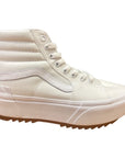Vans women's sneakers shoe with wedge in Sk8-Hi Stacked canvas VN0A4BTWL5R1 white