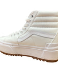 Vans women's sneakers shoe with wedge in Sk8-Hi Stacked canvas VN0A4BTWL5R1 white