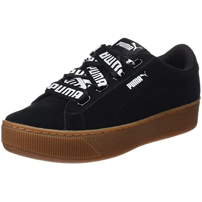 Puma scarpa sneakers da donna con zeppa Vikky Ribbon Bold 365314 01 nera