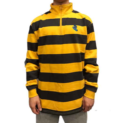 Santa Cruz men&#39;s striped half-zip sweatshirt Mini Screaming Hand SCA-CRW-070 yellow