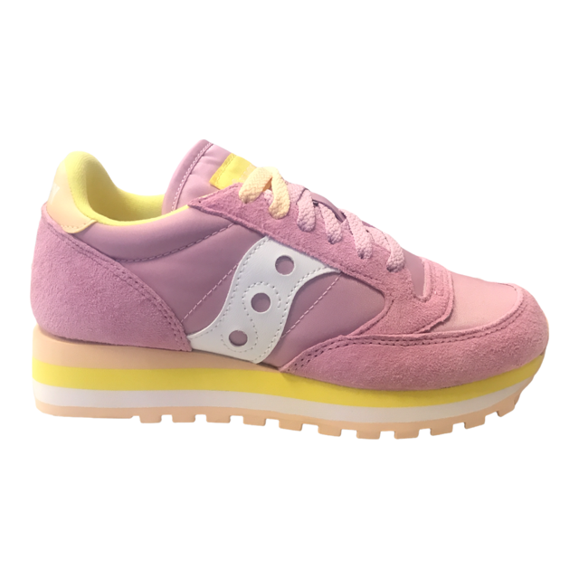Saucony Original Jazz Triple S60530-18: sneakers donna rosa-giallo con suola tripla per massimo comfort. Design iconico, colori vivaci. Spedizione veloce, recensioni eccellenti.