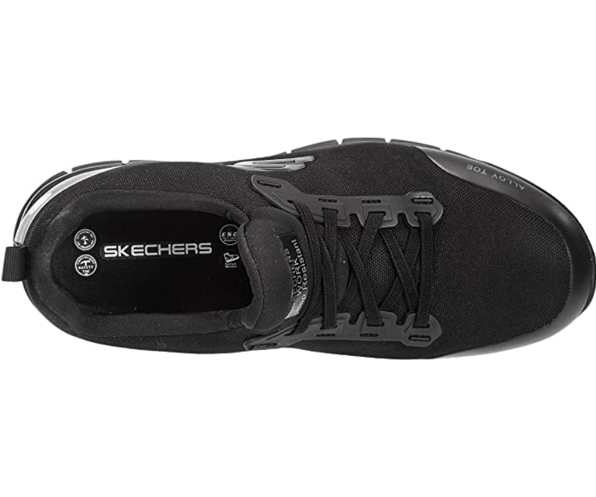 Skechers Sure Track Jixie 108041EC/BLK black, scarpe da lavoro antinfortunistiche con Memory Foam, suola antiscivolo e puntale rinforzato per massima sicurezza professionale