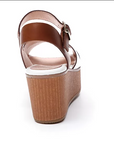 Stonefly Women's wedge sandal Diva 9 Patent 213773 66F white-cigar brown