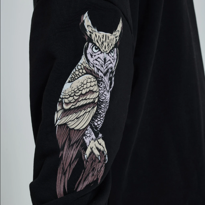 Dolly Noire Eagle Owl crewneck sweatshirt SW073-SP-01 black