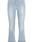 CafèNoir Cropped Flare Denim Trousers with Studs C7JJ0056 light blue