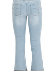 CafèNoir Cropped Flare Denim Trousers with Studs C7JJ0056 light blue