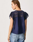 Pepe Jeans Blouse with perforated detail Stella PL304254 583 thames