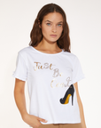 CafèNoir Cotton jersey T-shirt with "just be cool" print C7JT0059 W001 white