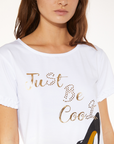 CafèNoir Cotton jersey T-shirt with "just be cool" print C7JT0059 W001 white
