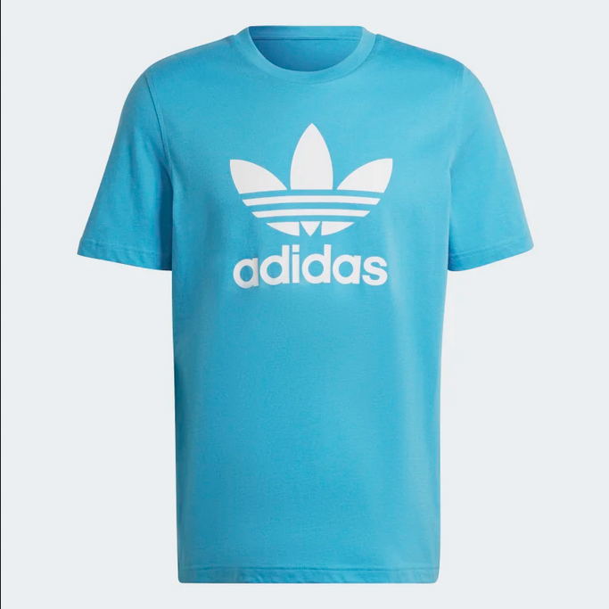Adidas Originals maglietta manica corta Adicolor Classic Trefoil HE9513 celeste bianco