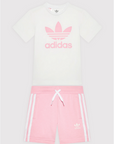 Adidas girls' t-shirt and shorts set HC9507 white-true pink