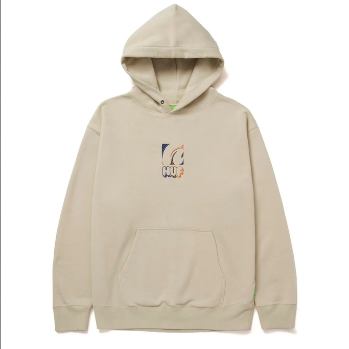 HUF men&#39;s sweatshirt with hood and H-Dog front embroidery PF00518 sand 