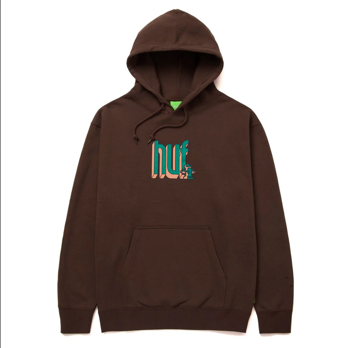 Huf Bookend men&#39;s hoodie PF00517 chocolate 