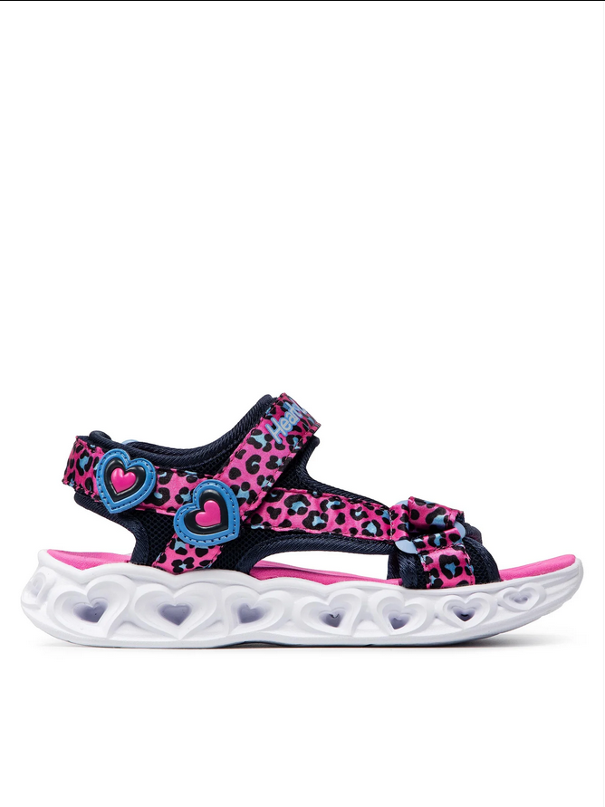 Skechers sandalo da bambina con luci Lights Heart Savvy Cat 302090L/HPBL rosa-blu