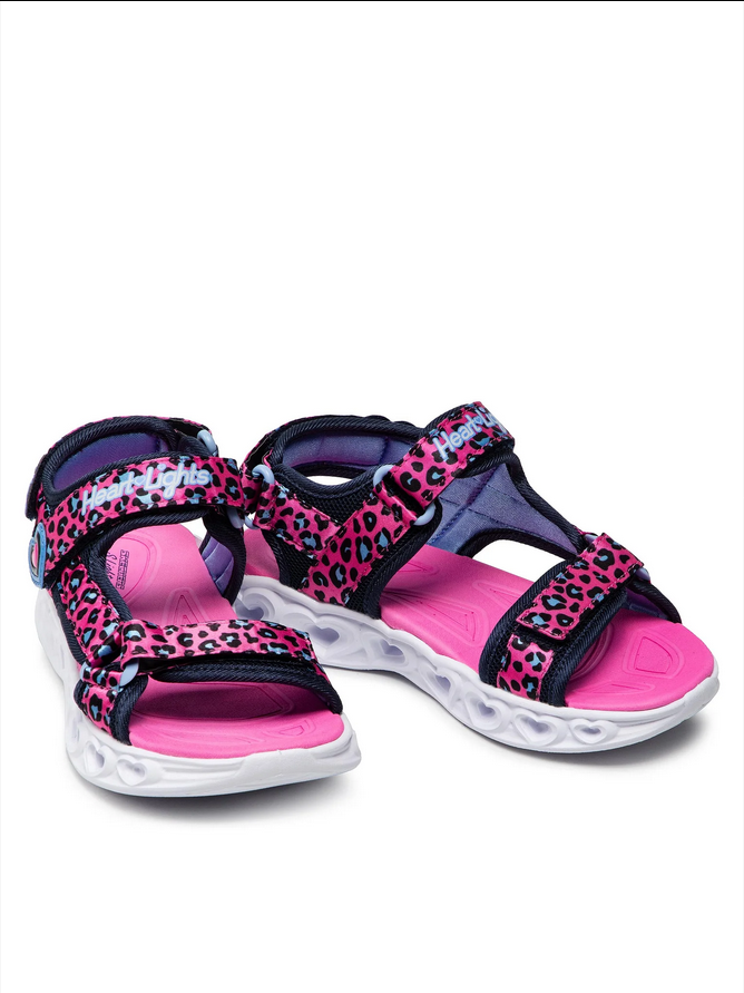 Skechers sandalo da bambina con luci Lights Heart Savvy Cat 302090L/HPBL rosa-blu
