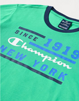 Champion boy's outfit Legacy Graphic T-shirt + Bermuda shorts 306315 GS004 ELG green-blue