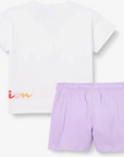 Champion Girls' outfit Legacy American Classics logo T-shirt + Shorts 404686 WW001 WHT white-lavender