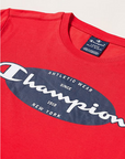 Champion boy's outfit Legacy Graphic T-shirt + Bermuda 306314 RS046 HRR red-navy