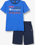 Champion boy's outfit Legacy Graphic T-shirt + Bermuda 306315 BS071 ETR bluette-navy