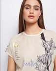 Gaudì Short sleeve women's t-shirt with patterned print 311BD654041 beige