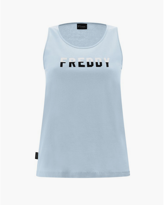 Freddy Women&#39;s comfort jersey tank top with two-tone FREDDY print S3WCXK1 C66 winter sky