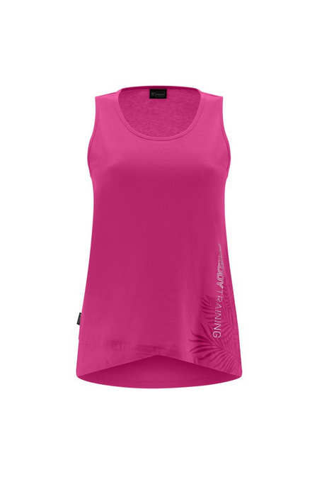 Freddy Women&#39;s tank top with crossed bottom foliage print and lettering S3WTRT5 F104 fuchsia