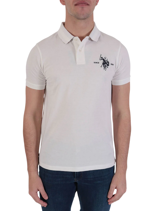 US Polo Assn Men&#39;s polo shirt short sleeve with contrasting back neck Kory 41029 65084 100 white