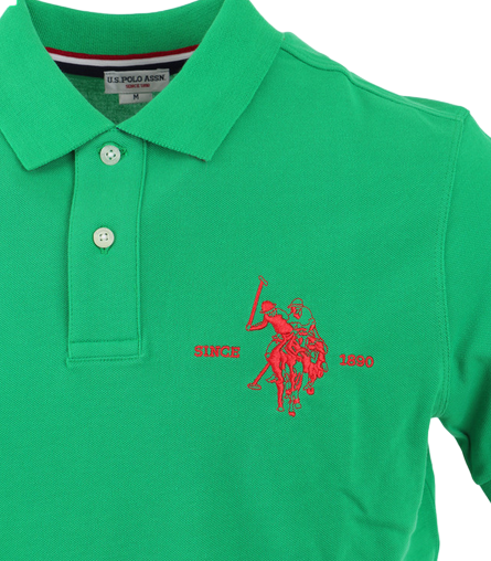 US Polo Assn Men&#39;s polo shirt short sleeve with contrasting back neck Kory 41029 65084 342 grass green