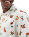 Vans men's short sleeve shirt with Stickers pattern VN0007WX3KS1 antique white
