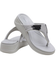 Crocs women's wedge thong sandal Crocs Boca Sequin Wedge Flip W 207647-178 pearl white-silver