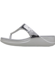 Crocs women's wedge thong sandal Crocs Boca Sequin Wedge Flip W 207647-178 pearl white-silver