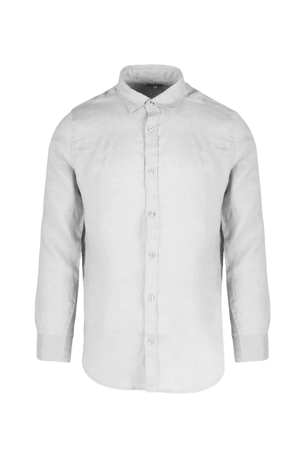 Censured men&#39;s short-sleeved linen shirt SM6439TLICA 00 optical white