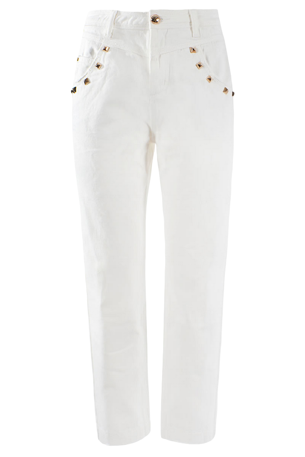 Yes Zee Women&#39;s 5-pocket trousers with peplum P331-WQ00-0107 white