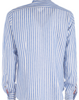 Yes Zee Men's striped shirt long sleeve linen blend C505-UD00-2713 white-blue
