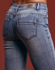 Griffai Skinny Basic women's jeans trousers with vents DGP3254 light wash denim