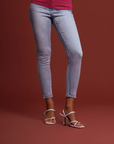 Griffai Skinny Basic women's jeans trousers with vents DGP3254 light wash denim