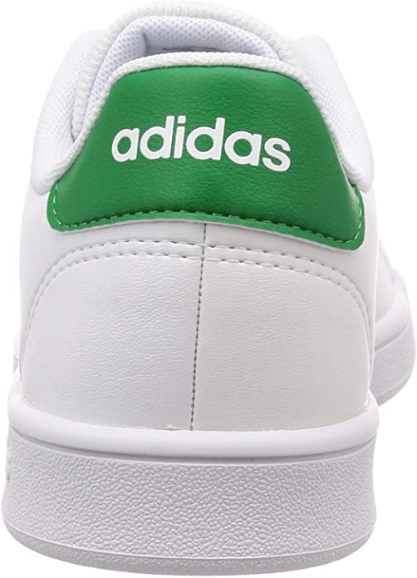 Adidas Advantage EF0213 bianco-verde, sneakers da bambino con tomaia in similpelle, 3 strisce traforate e soletta OrthoLite® per comfort e stile quotidiano