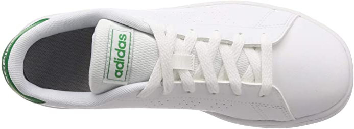 Adidas Advantage EF0213 bianco-verde, sneakers da bambino con tomaia in similpelle, 3 strisce traforate e soletta OrthoLite® per comfort e stile quotidiano