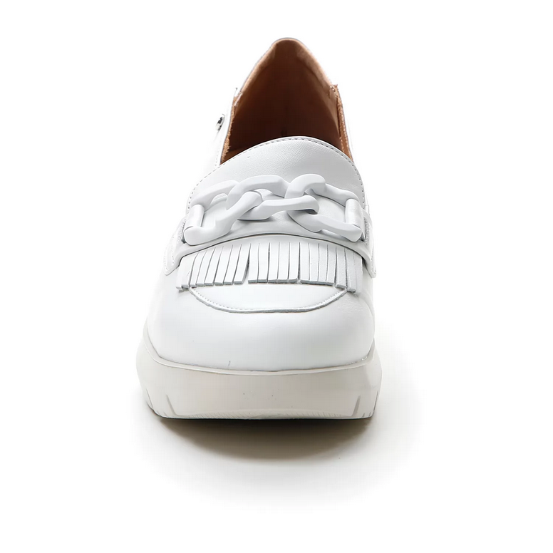 Stonefly Mocassino da donna con catena e frangia Plume 13 nappa 217317 150 cloud white 3