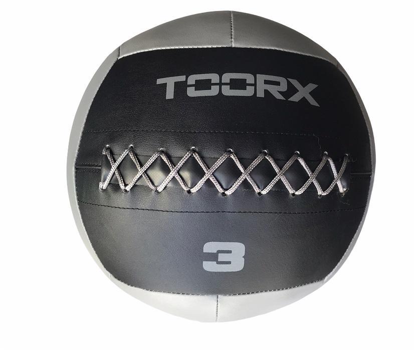 Wall Ball Toorx 3kg diametro 35cm nero-grigio per crossfit e functional training, modello AHF-224, vista frontale