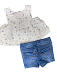 Levi's children's outfit with denim shorts and tank top 1EH109 W51 white alyssum