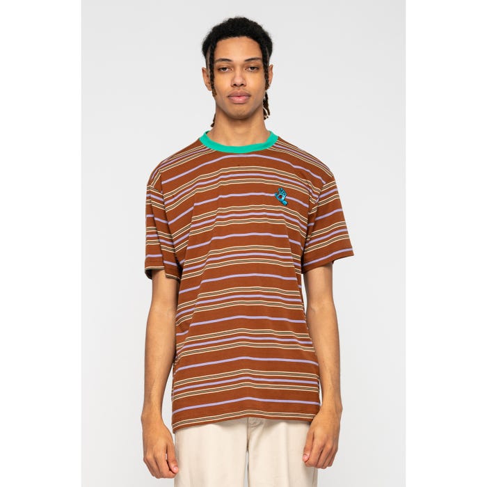 Santa Cruz Mini Hand Stripe Sepia striped short sleeve men&#39;s t-shirt