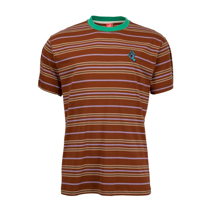 Santa Cruz Mini Hand Stripe Sepia striped short sleeve men&#39;s t-shirt