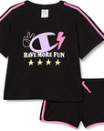 Champion Legacy Fun Club Thirt and Short girls' set 404678 KK001 NBK black